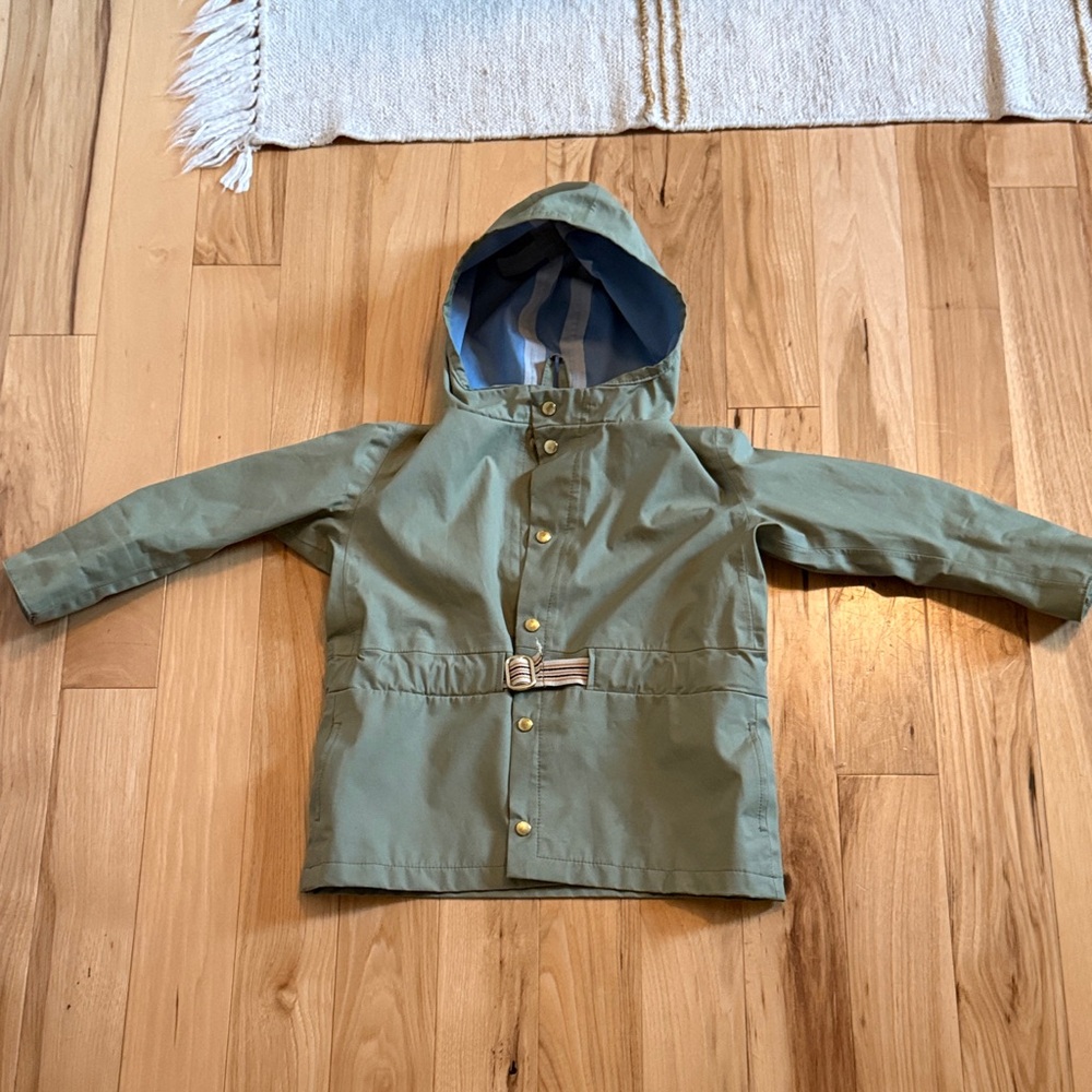 Kids Olive Green Hooded Rain Jacket and matching Rain Pants